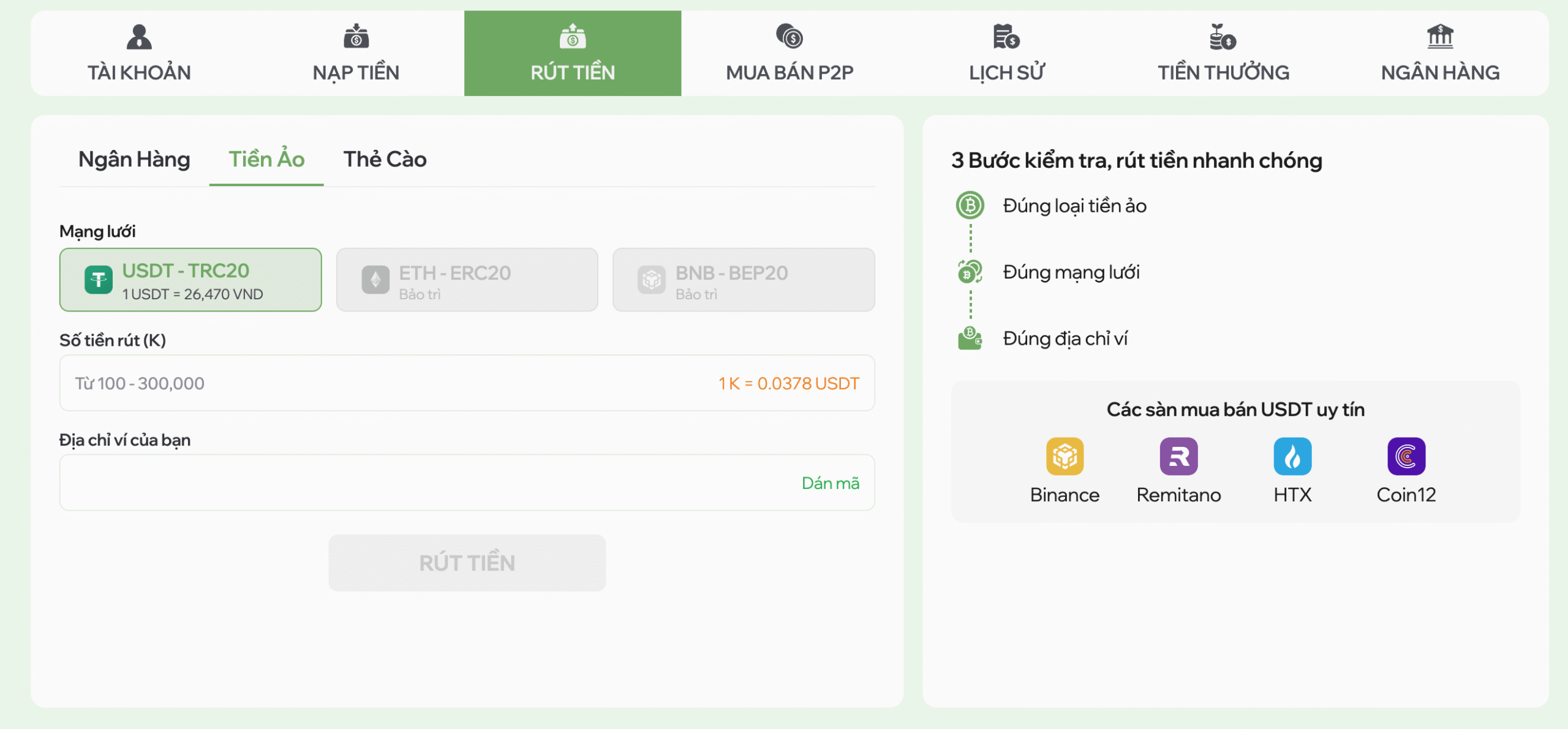 Hướng dẫn quy trình rút tiền Vabet chi tiết